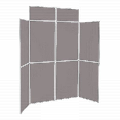 8 Panel Folding Display Stand Grey Frame/Grey Fabric