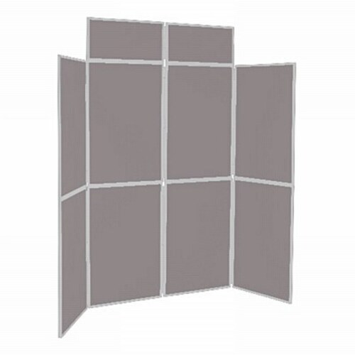 8 Panel Folding Display Stand Grey Frame/Grey Fabric
