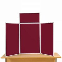 Image of 3 Panel Maxi Desk Top Display Stand Grey Frame/Wine Fabric