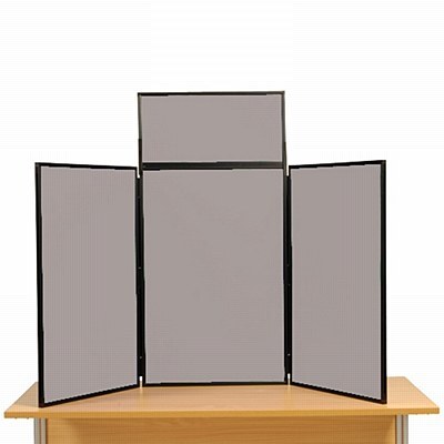 3 Panel Maxi Desk Top Display Stand Black Frame/Grey Fabric