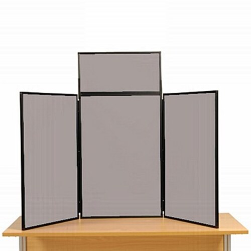3 Panel Maxi Desk Top Display Stand Black Frame/Grey Fabric