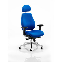 Image of Chiro Plus 'Ergo' Posture Chair with Arms and Headrest Blue