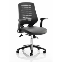 Image of Relay Mesh Back Task Chair Black Leather Seat Black Back