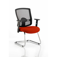 Image of Portland Cantilever Visitor Chair Tabasco Red fabric seat