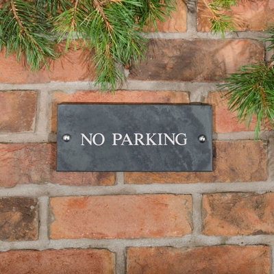 No Parking Sign in slate