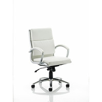 Image of Classic Executive Leather Chair White Medium Back