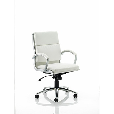 Classic Executive Leather Chair White Medium Back