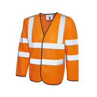 Image of UC802 High Vis Orange Long Sleeve Vest