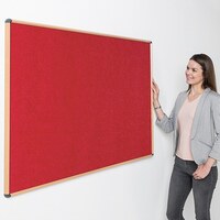 Image of Shield Wood Effect Alu Frame Eco-Colour Noticeboard 900 x 1200mm RED