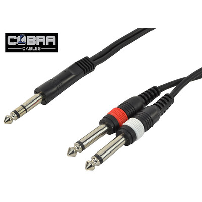 2 X Mono 1/4 inch Jack To 1 X Stereo 1/4 inch Jack Leads 3m