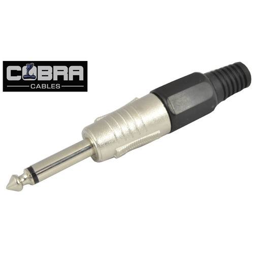 Jack Plug Mono 6.35mm-1/4"  Metal Body With Strong Cable Grip