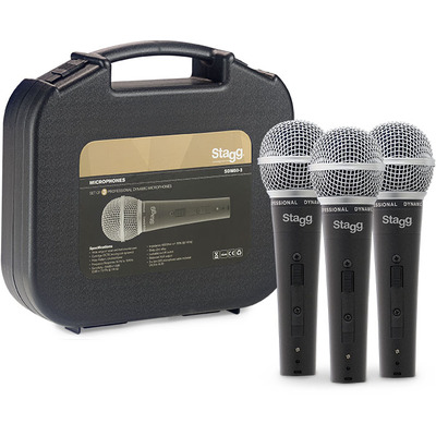 Stagg 3 Piece Microphone Pack Inc. Cables