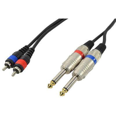 Dual Phono RCA To 1/4 Inch (6.35mm) Jack Lead 1.5m