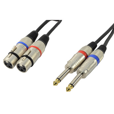 Two XLR Female To Two Mono 1/4" (6.35mm) Jack - Insert Leads 1.5m