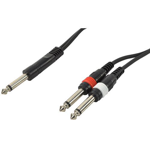 2 x 1/4" (6.35mm) Jack (Mono) to 1 x Mono Jack Lead 1.5m Cable Length