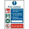 Image of ASEC Fire Action Procedure 200mm x 300mm PVC Self Adhesive Sign - Option 2