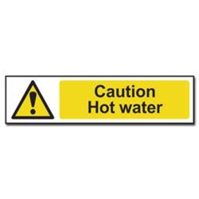 ASEC Caution: Hot Water Sign 200mm x 50mm - 200mm x 50mm