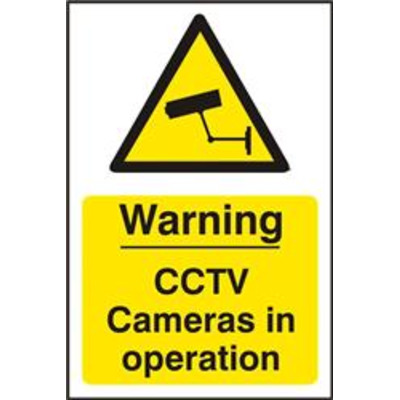 ASEC Warning CCTV Cameras in Operation 200mm x 300mm PVC Self Adhesive Sign - 1 Per Sheet