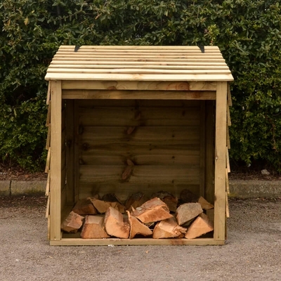 Large Wooden Log Store with Lifting Lid