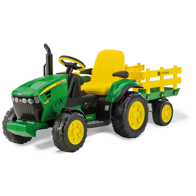 Peg Perego John Deere 12v Ground Force Ride On Tractor With Trailer
