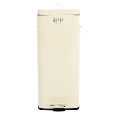 30L Square Retro Kitchen Pedal Bin Cream