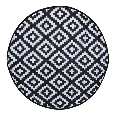Diamond Weatherproof Round Rug, Black