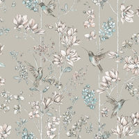 Image of Floral Charm Hummingbird Wallpaper Soft Gold Holden 12394