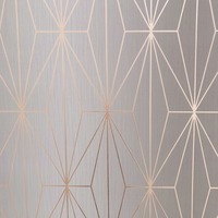 Image of Kayla Metallic Geometric Wallpaper Grey / Rose Gold Muriva 703013
