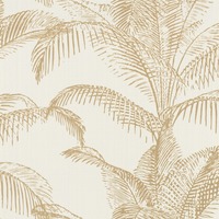 Image of Pandore Palm Leaves Wallpaper White / Gold Rasch 406818