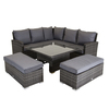 Image of Rattan Corner Lounge Set with Table Grey