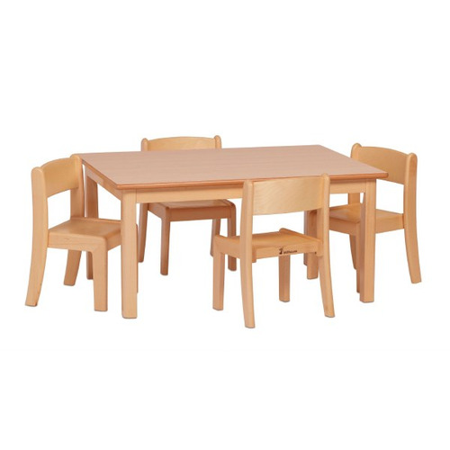 Small Rectangular Table and 4 Beech Stacking Chairs