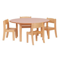 Image of Circular Table and 4 Beech Stacking Chairs