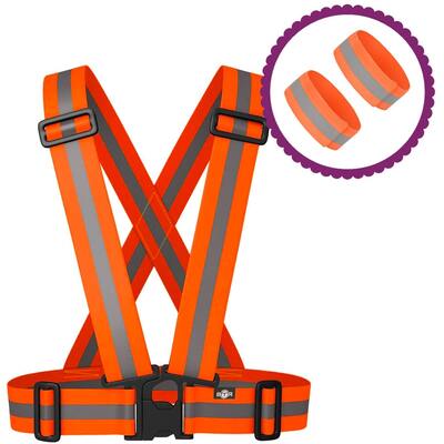 High Visibility Reflective Sash with Ankle & 2 x Arm / Leg Bands - Orange or Yellow