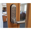 Image of BL5008 Medium/Heavy duty, round bar handle keypad with fittings to suit leading panic hardware - Satin Stainless