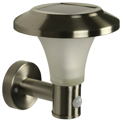 Solar Powered Silver Lantern LED Wall Light With PIR Sensor