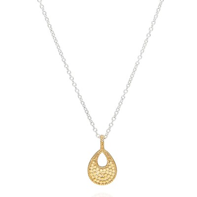 Signature Reversible Small Open Drop Pendant Necklace - Gold & Silver