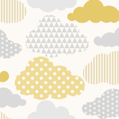Clouds Wallpaper Yellow / Grey Graham and Brown 108267