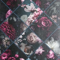 Image of Floral Collage Wallpaper Plum / Teal Arthouse 297100