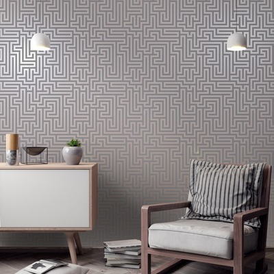 Glistening Maze Wallpaper Grey / Rose Gold Holden 12914