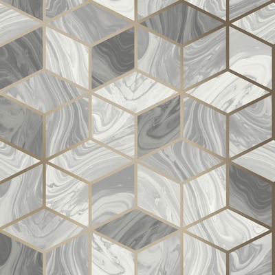 Marble Geometric Wallpaper Grey Rasch 248975