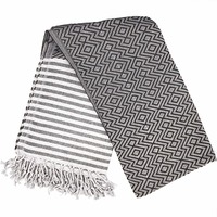 Black & Grey Hammam Towel - Lightweight Beach Towel｜Harfi