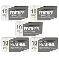 Image of 5 x 10 Pack Feather Single Edge FHS-10 Blades (50 blades)