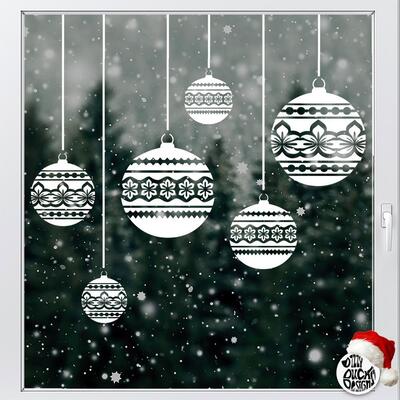 8 x Nordic Baubles Christmas Window Decals - Large Set