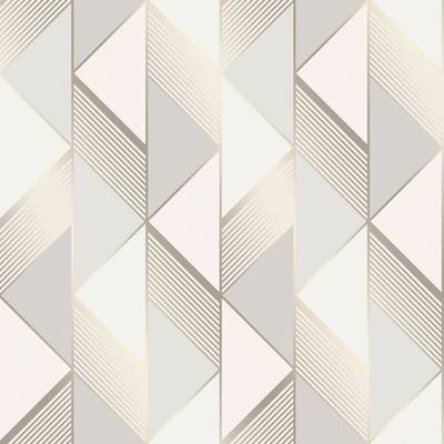 Lipsy Geometric Wallpaper Grey / Gold Muriva 144901