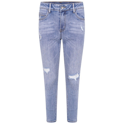 L20053-1 High Waist Ripped Skinny Jeans - Light Denim - 6
