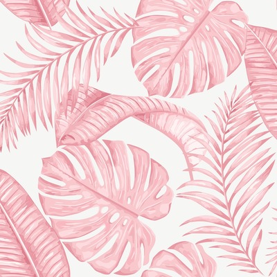 Skinnydip Dominica Tropical Leaf Wallpaper Pink / White Muriva 180522