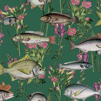 Image of Lagoon Fish Wallpaper Green Holden 13060