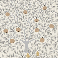 Image of Apelviken Apples And Pears Wallpaper White Grey Gold Galerie 33012