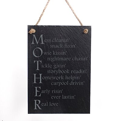 Mess cleanin’, snack fixin’ ..... - slate hanging sign