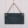 Image of Slate hanging sign - "Pets welcome children must be on a leash" - a fun present